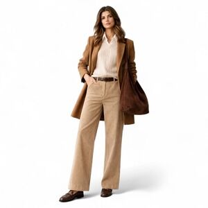 J.Crew Wide Leg‎ Corduroy Pants Khaki 6 Petite NWT